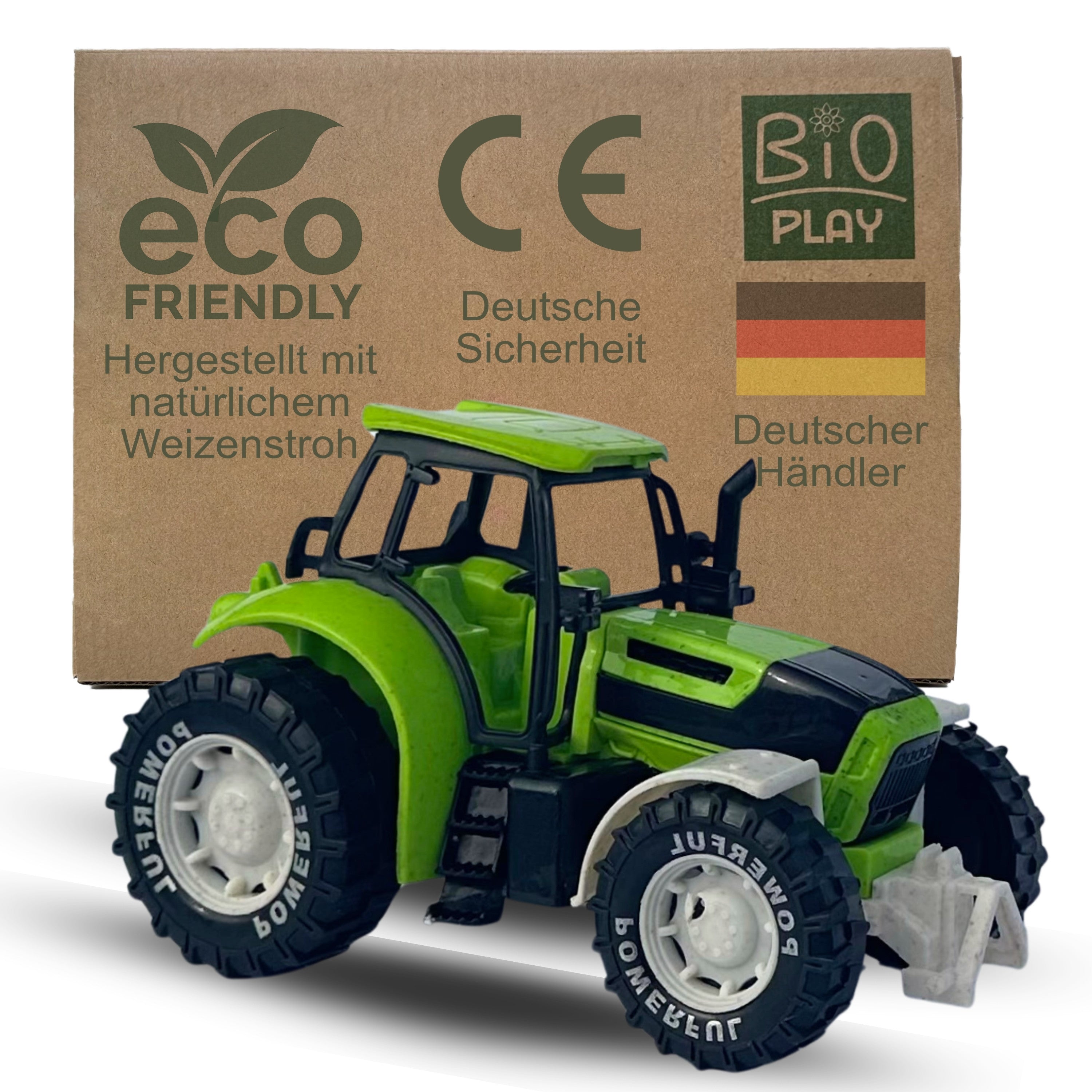 BIOPLAY® Traktor in Grün – Spielzeug für draußen ab 3 Jahren, nachhaltig aus Bio-Kunststoff