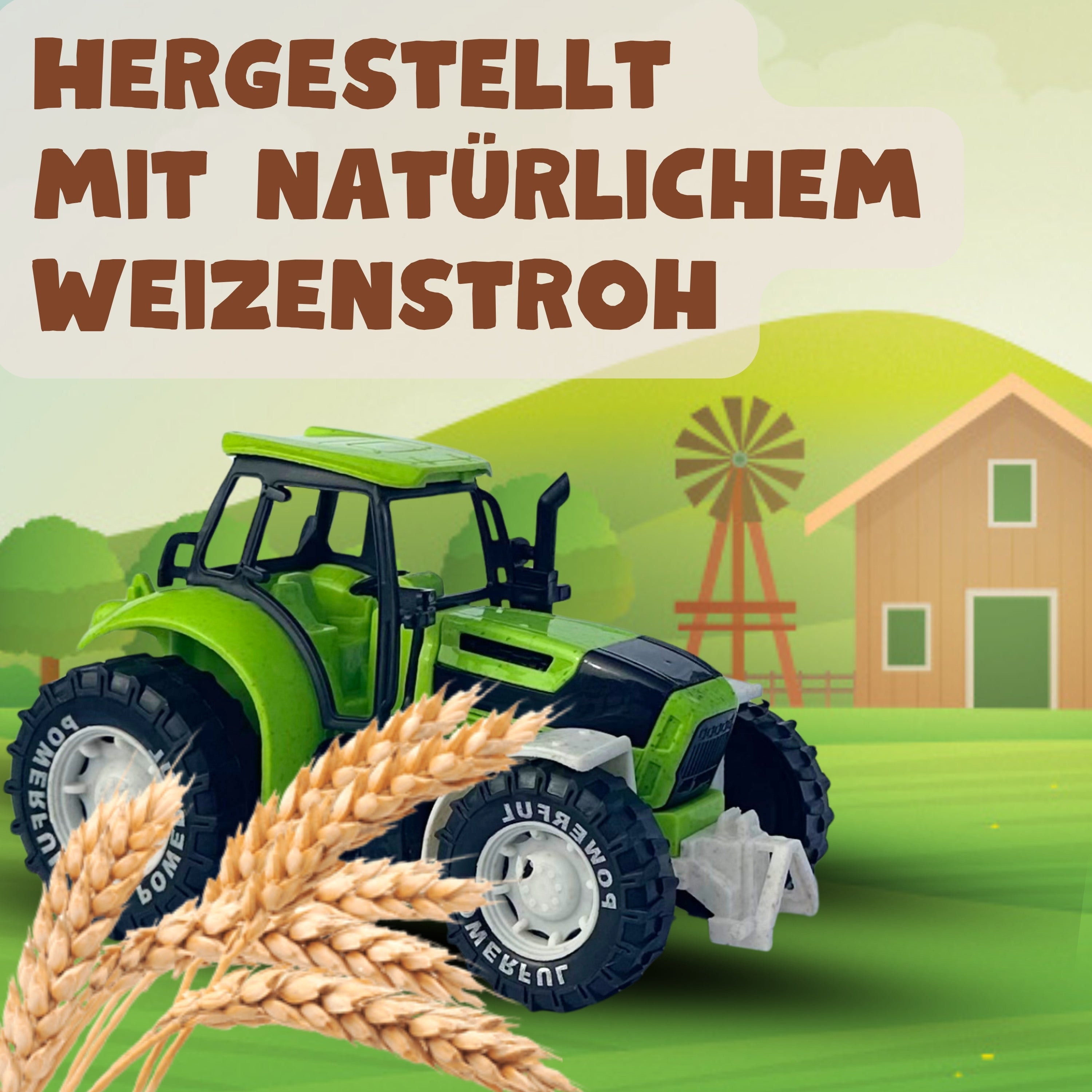 BIOPLAY® Traktor in Grün – Umweltfreundlich hergestellt aus nachhaltigem Weizenstroh