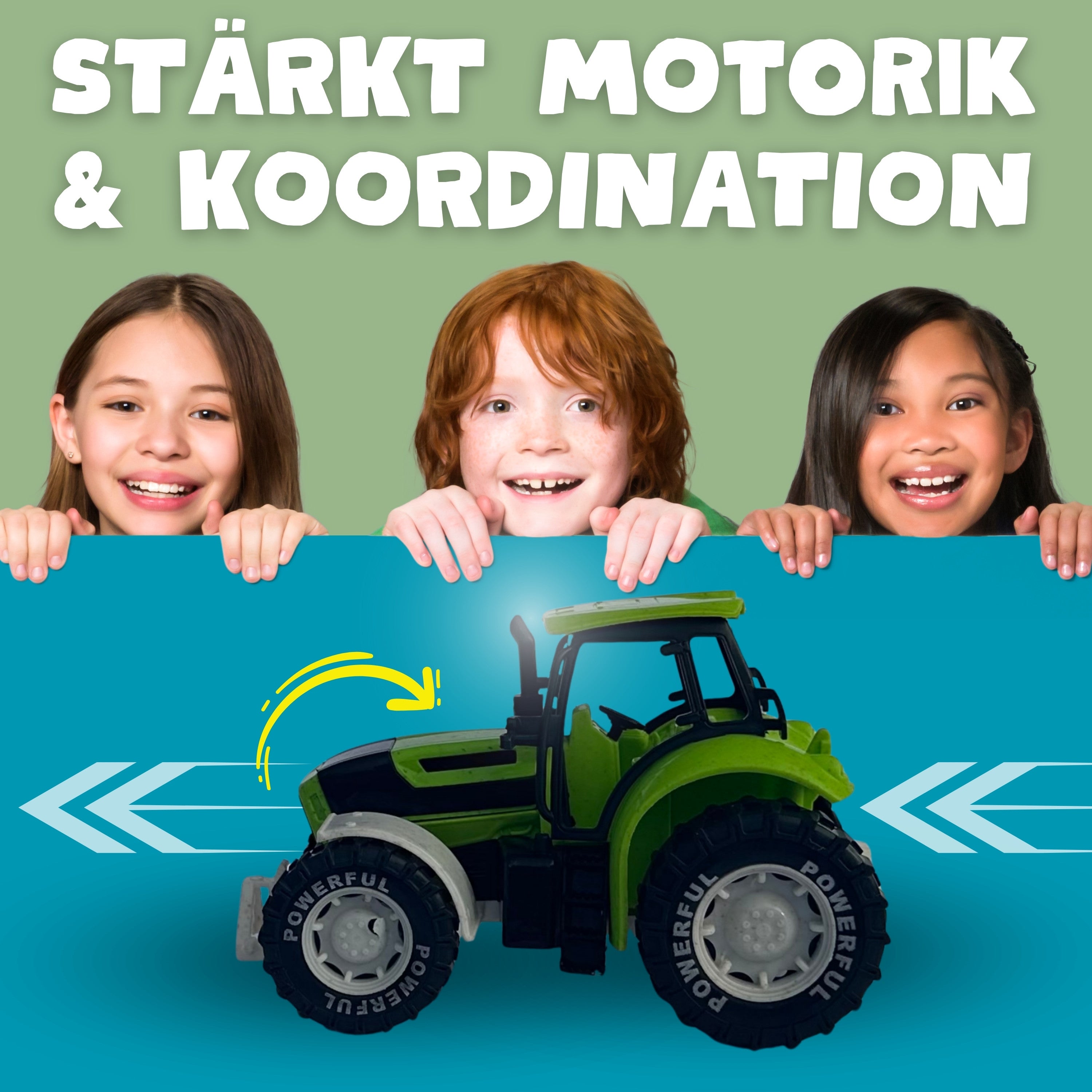 BIOPLAY® Traktor in Grün – Fördert Motorik und Koordination bei Kindern ab 3 Jahren