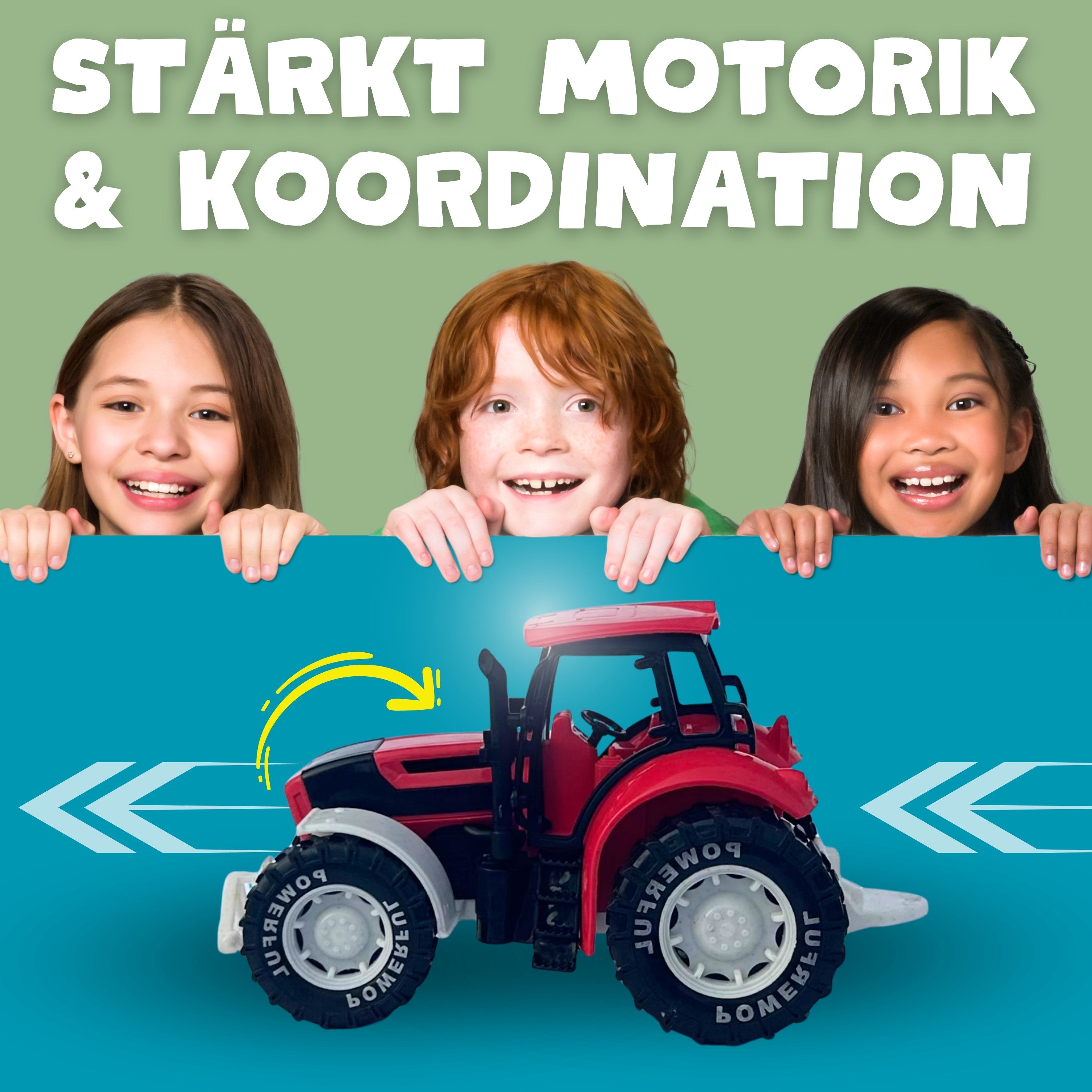 BIOPLAY® Traktor in Rot – Fördert Motorik und Koordination bei Kindern ab 3 Jahren