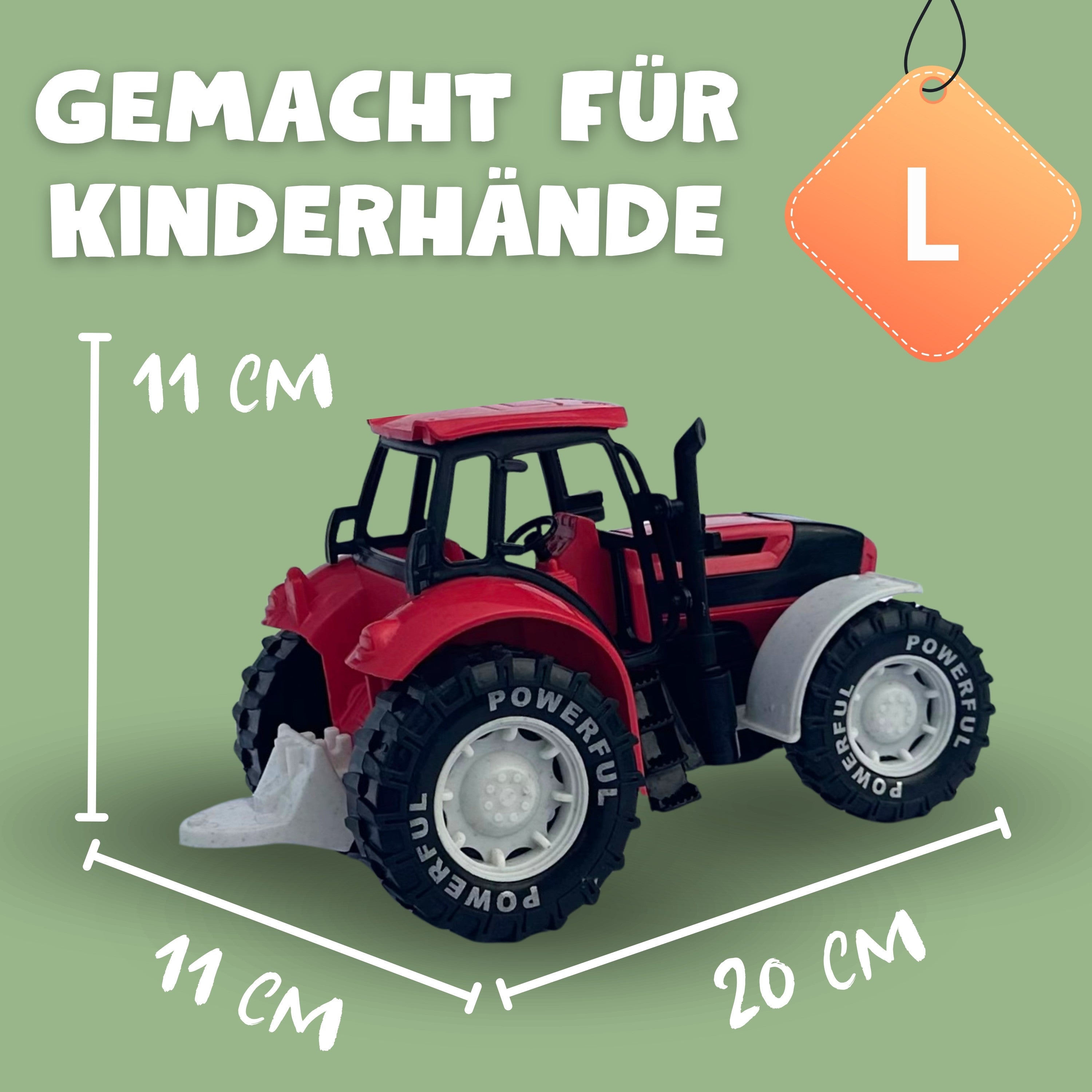 BIOPLAY® Traktor Rot – Gemacht für Kinderhände, robustes Spielzeug für draußen ab 3 Jahren